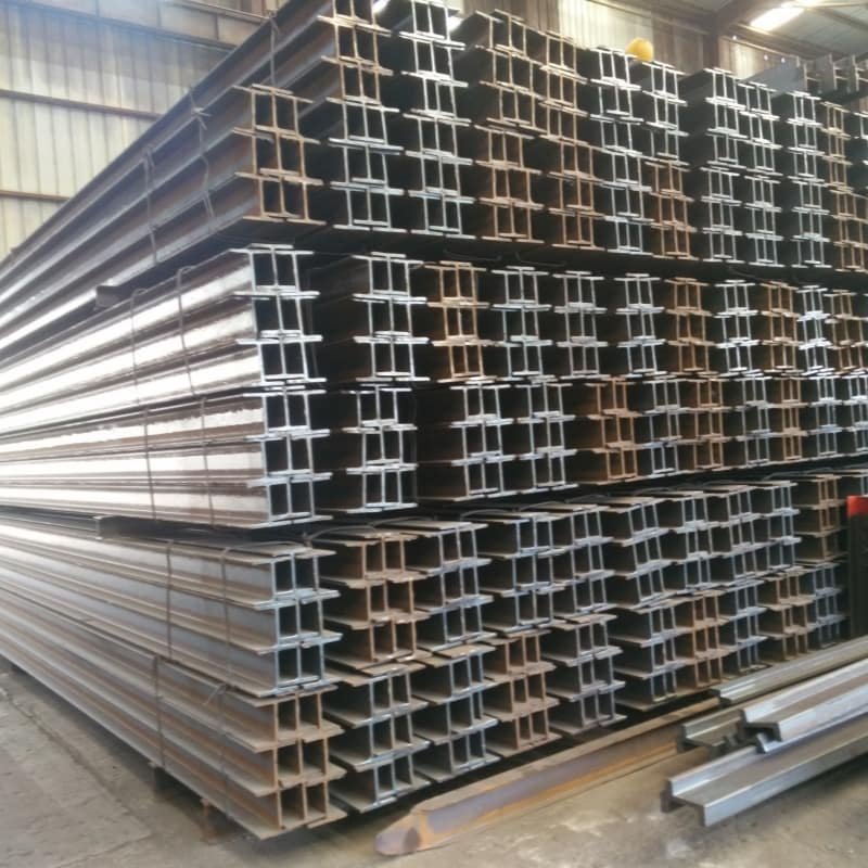 Large inventory of hot rolled steel H beams (Grade Q235B) stacked at Ruicheng Steel warehouse